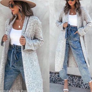 Open front side slit soft cardigan